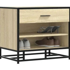 vidaXL skobænk 60x40x53,5 cm konstrueret træ og metal sonoma-eg
