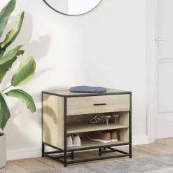 vidaXL skobænk 60x40x53,5 cm konstrueret træ og metal sonoma-eg