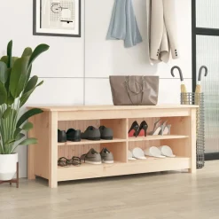 vidaXL skobænk 110x38x45,5 cm massivt fyrretræ