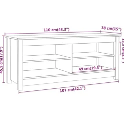 vidaXL skobænk 110x38x45,5 cm massivt fyrretræ