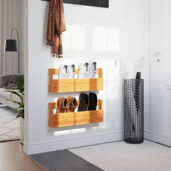 vidaXL skohylder til væg 2 stk. 59x8,5x23,5 cm massivt fyrretræ