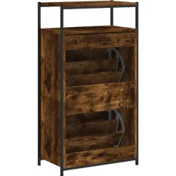 vidaXL skoreol 60x34x112 cm konstrueret træ røget egetræsfarve