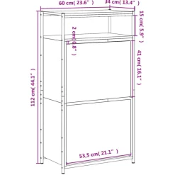 vidaXL skoreol 60x34x112 cm konstrueret træ røget egetræsfarve