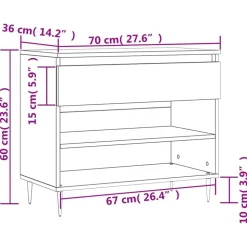 vidaXL skoreol 70x36x60 cm konstrueret træ betongrå