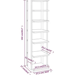 vidaXL skoreol 27,5x27x102 cm konstrueret træ røget egetræsfarve