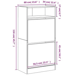 vidaXL skoreol 60x34x116 cm konstrueret træ grå sonoma-eg