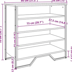 vidaXL skoreol 80x38x78 cm konstrueret træ brun egetræsfarvet