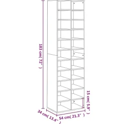 vidaXL skoreol 54x34x183 cm konstrueret træ røget egetræ