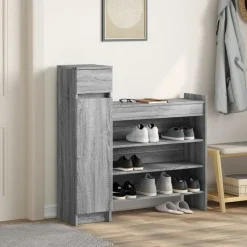 vidaXL skoreol 100,5x28x100 cm konstrueret træ grå sonoma-eg