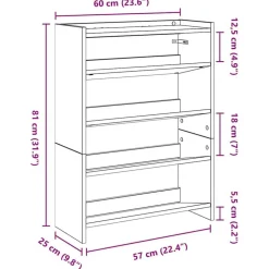 vidaXL skoreol 60x25x81 cm konstrueret træ sonoma-eg