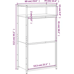vidaXL skoreol 60x34x112 cm konstrueret træ brun egetræsfarve
