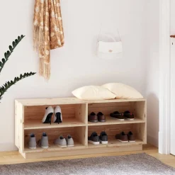 vidaXL skoreol 110x34x45 cm massivt fyrretræ