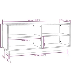 vidaXL skoreol 110x34x45 cm massivt fyrretræ
