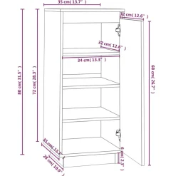 vidaXL skoreol 35x35x80 cm massivt fyrretræ