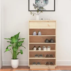 vidaXL skoreol 60x34x105 cm massivt fyrretræ
