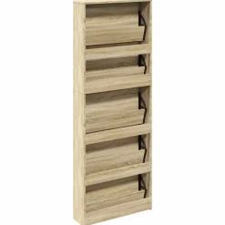 vidaXL skoskab 5 hylder med spejl 63x17x169,5 cm egetræsfarvet
