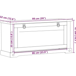 vidaXL skoskab Corona 99x32x47 cm massivt fyrretræ