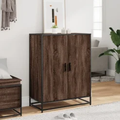 vidaXL skoskab 75x38x97,5 cm konstrueret træ og metal brun egetræ