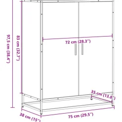 vidaXL skoskab 75x38x97,5 cm konstrueret træ og metal brun egetræ