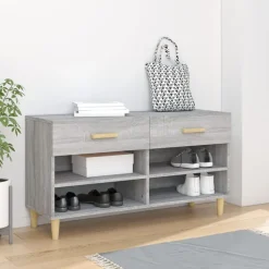 vidaXL skoskab 102x35x55 cm konstrueret træ grå sonoma-eg