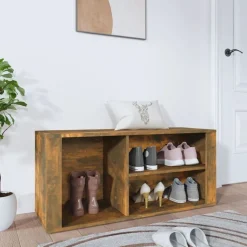vidaXL skoskab 100x35x45 cm konstrueret træ røget egetræsfarve