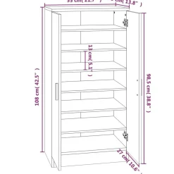 vidaXL skoskab 55x35x108 cm konstrueret træ røget egetræsfarve