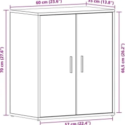 vidaXL skoskab 60x35x70 cm konstrueret træ hvid