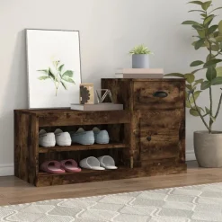 vidaXL skoskab 100x42x60 cm konstrueret træ røget egetræsfarve