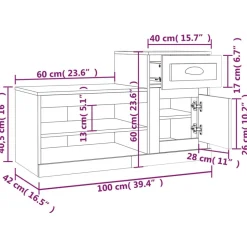 vidaXL skoskab 100x42x60 cm konstrueret træ røget egetræsfarve