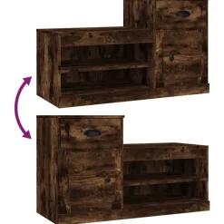 vidaXL skoskab 100x42x60 cm konstrueret træ røget egetræsfarve