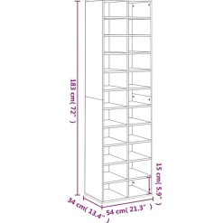 vidaXL skoskab 54x34x183 cm konstrueret træ sonoma-eg