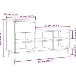 vidaXL skoskab 102x36x60 cm konstrueret træ grå sonoma-eg