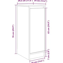 vidaXL skoskab 29,5x34x76 cm konstrueret træ røget egetræsfarve