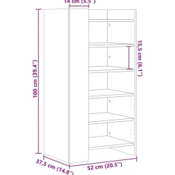 vidaXL skoskab 52x37,5x100 cm konstrueret træ brun egetræsfarve