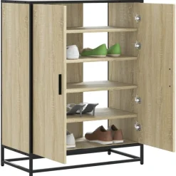 vidaXL skoskab 75x38x97,5 cm konstrueret træ og metal sonoma-eg