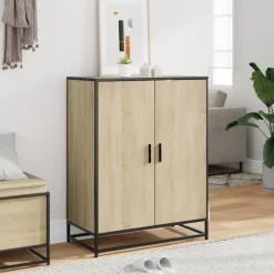 vidaXL skoskab 75x38x97,5 cm konstrueret træ og metal sonoma-eg