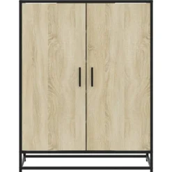 vidaXL skoskab 75x38x97,5 cm konstrueret træ og metal sonoma-eg