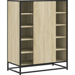 vidaXL skoskab 75x38x97,5 cm konstrueret træ og metal sonoma-eg