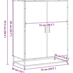 vidaXL skoskab 75x38x97,5 cm konstrueret træ og metal sonoma-eg