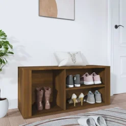 vidaXL skoskab 100x35x45 cm konstrueret træ brun egetræ