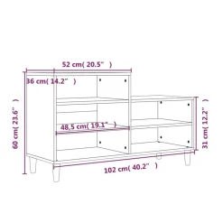 vidaXL skoskab 102x36x60 cm konstrueret træ grå sonoma-eg