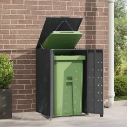 vidaXL skraldespandopbevaring til enkeltspand antracit 69x79x117 cm stål