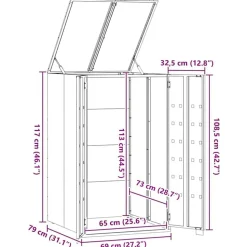 vidaXL skraldespandopbevaring til enkeltspand antracit 69x79x117 cm stål