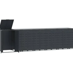 vidaXL skraldespandsskjuler 414x79x117 cm 6 rum stål antracit