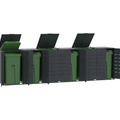 vidaXL skraldespandsskjuler 414x79x117 cm 6 rum stål antracit