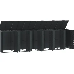 vidaXL skraldespandsskjuler 414x79x117 cm 6 rum stål antracit