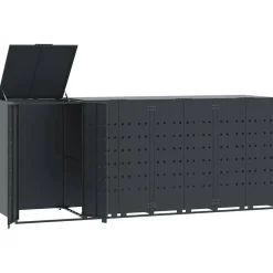 vidaXL skraldespandsskjuler 276x79x117 cm 4 rum stål antracit