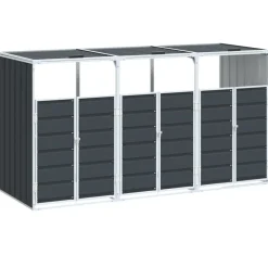 vidaXL skraldespandsskjuler 216x81x115 cm 3 rum stål antracitgrå