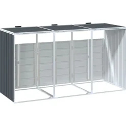 vidaXL skraldespandsskjuler 216x81x115 cm 3 rum stål antracitgrå