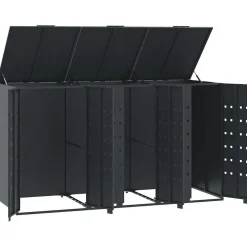 vidaXL skraldespandsskjuler 207x79x117 cm 3 rum stål antracit